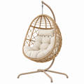 Hängesessel 105 x 105 x 195 cm aus Metall und Geflecht in Beige mit Standgestell
