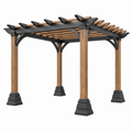 Gartenpergola 300 x 300 x 240 cm Holz und Metall Braun/Schwarz mit offenem Lattendach